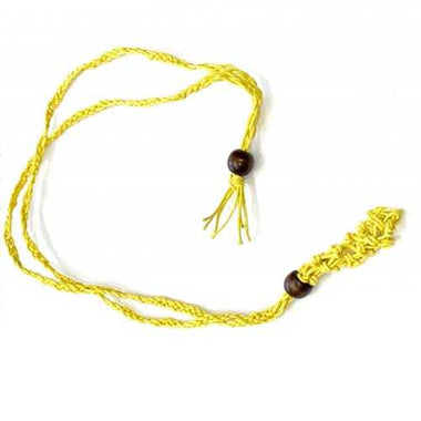 YELLOW - Eco-Friendly 100% Linen Cord Interchangable / Adjustable Macrame Crystal Pendant Pouch Net -
