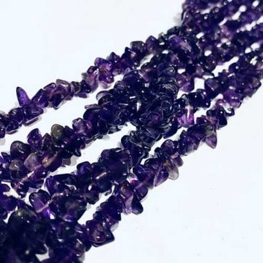 Authentic Best Quality Amethyst Chips Gemstone Beads Necklace 80 cm