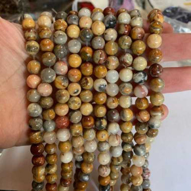 Authentic Crazy Lace Agate Gemstones Beads Round 8mm - 15.5in Strand