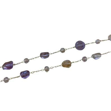 18kt Plated Gold Chain - Ametrine Crystal Beaded - 50cm - Beadsy Beads