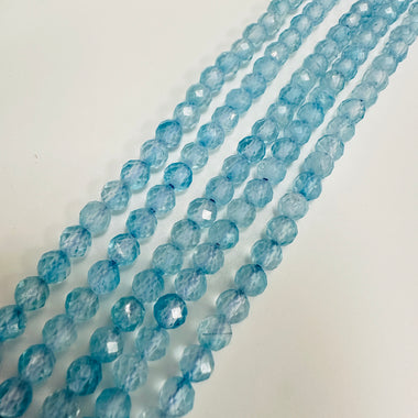 Authentic Blue Topaz Crystal Faceted Round Gemstone Beads 5mm – 15.5″ Strand