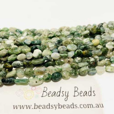 Authentic Moss Agate Potato Tumble Nugget Gemstones Bead 6-8mm -15.5" Strand
