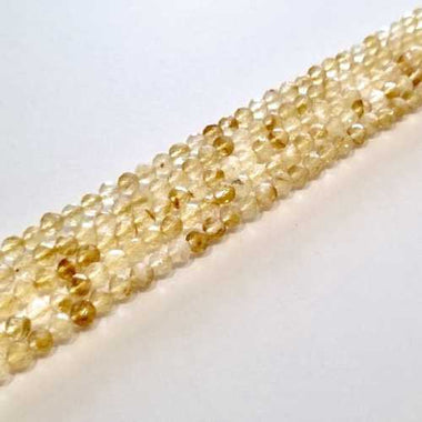 Citrine Crystal Round Faceted Gemstone Beads 4mm - 15.5" Strand