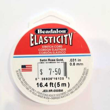 Beadalon Elasticity Satin Rose Gold 0.8mm- 5m Roll