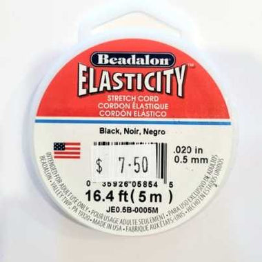 Beadalon Elasticity Black 0.5mm- 5m Roll