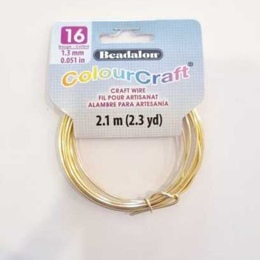 Beadalon ColourCraft Silver Plated Wire (Gold) - 16 Gauge