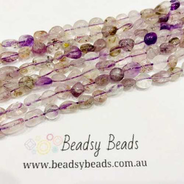 Super 7 Crystal Potato Tumble Nugget Beads - Vibrant Melody Stone 6-8mm - 15.5 Inches