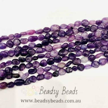 Authentic Lepidolite Tumbled Nugget Gemstones Beads 6*8mm - 15.5" Strand