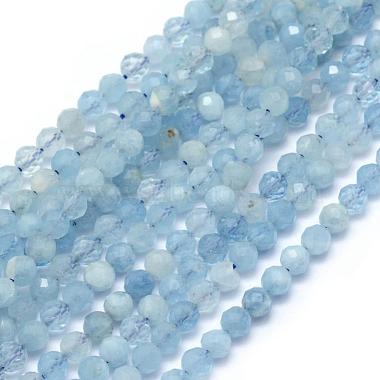 Aquamarine Crystal Faceted Gemstone Beads 4mm -15.5" Strand