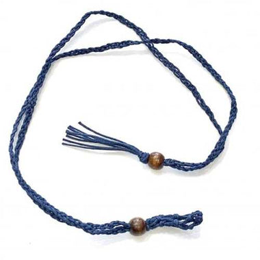Navy Blue - Eco-Friendly 100% Linen Cord Interchangable / Adjustable Macrame Crystal Pendant Pouch Net -