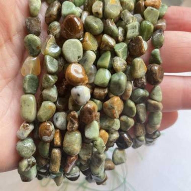 Authentic Green Opalite Potato Tumbled Nugget Gemstones Beads 7-8mm - 15.5" Strand