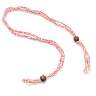 PINK - Eco-Friendly 100% Linen Cord Interchangable / Adjustable Macrame Crystal Pendant Pouch Net -