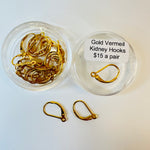 Gold Vermeil - Kidney Earring Hooks - pair