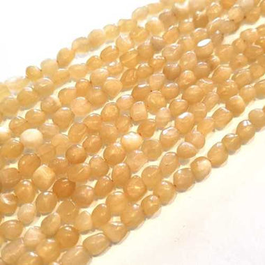 Authentic Yellow Jade Tumbled Nugget Gemstones Beads 4-6mm - 15.5" Strand