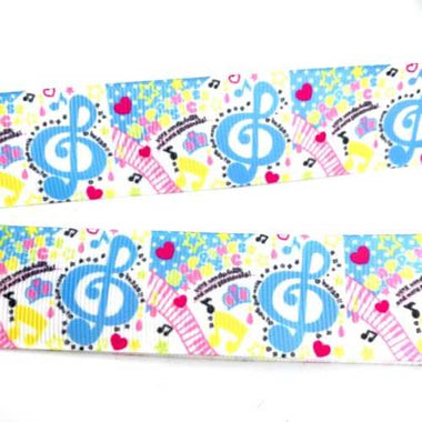 Grosgrain Ribbon Love Music Note Pattern 25mm