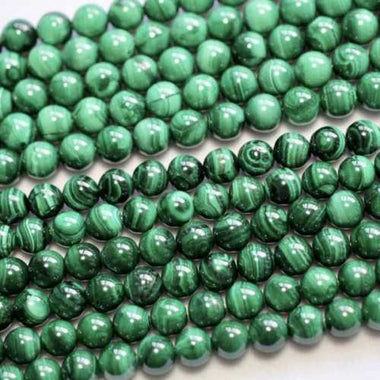 Malachite Crystal Gemstone Beads Round - Choose Size - 15.5in