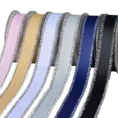 Grosgrain Ribbon Silver Fringe Multi Coloured