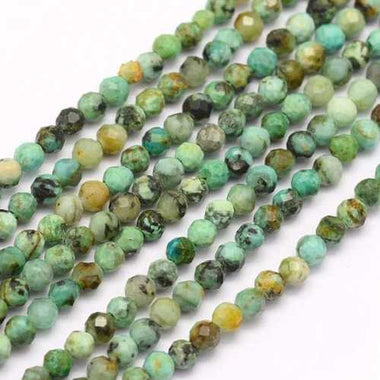 African Turquoise Crystal Faceted Round Gemstone Beads 4mm - 15.5" Strand