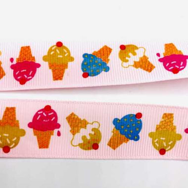 Grosgrain Ribbon Ice Cream Pattern 25mm