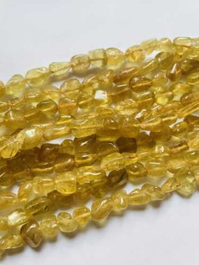 Authentic Yellow Apatite Tumbled Nugget Gemstones Beads 7-8mm - 15.5" Strand