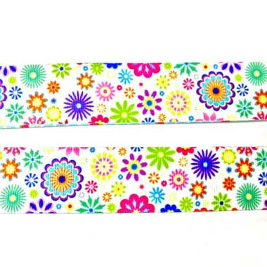 Grosgrain Ribbon Flower Festival Pattern 25mm