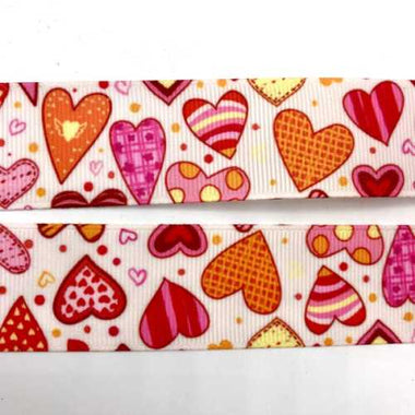 Grosgrain Ribbon Love hearts Pattern 25mm