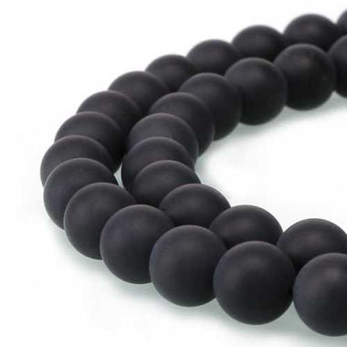 Black Matte Onyx 8mm - Loose Gemstone Beads - 15 inches Strand