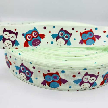 Grosgrain Ribbon Children Character Giggle and hoot Owl 25mm