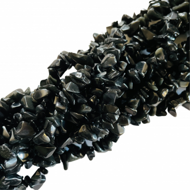 Authentic Black Tourmaline Chips Crystal Gemstone Beads Strand 84cm