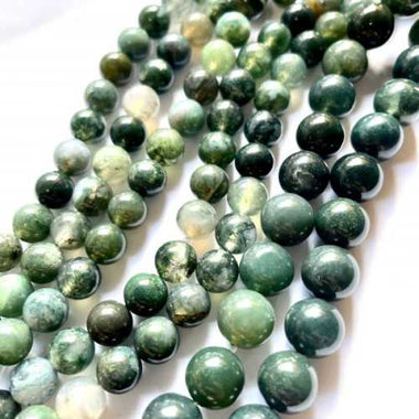 Moss Agate Gemstone Crystals Round Beads 6mm