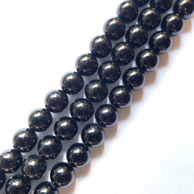 Black Tourmaline Gemstone Crystals Round Beads 10mm - 10pcs