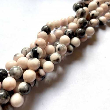Authentic Pink Zebra Jasper Gemstones Beads Round 8mm - 15.5in Strand