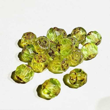 Czech Glass Beads Cathedral Antique Lime Green 6mm - 20pcs