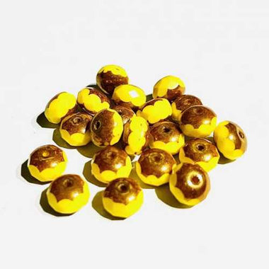 Czech Glass Firepolish Rondelle Beads Antique 6mm - Yellow - 20pcs