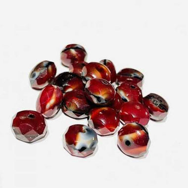 Czech Glass Firepolish Rondelle Beads Antique 8mm - Red- 10pcs
