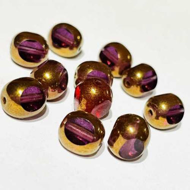 Czech Glass Vintage Window Beads Antique Tricut 8mm - 10pcs