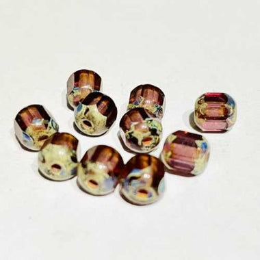Czech Glass Vintage Firepolish Beads Antique Octagon 6mm - 20pcs