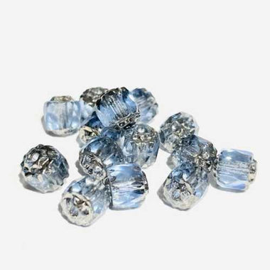 Czech Glass Beads Cathedral Silver light Sapphire 6mm - 20pcs