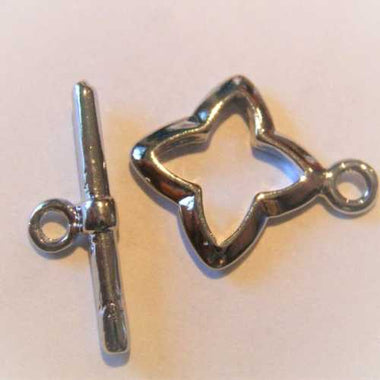 Toggle Clasp - White gold Plated Star shape 5pcs