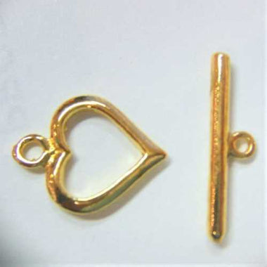 Toggle Clasp - Gold Plated Love Heart 5pcs