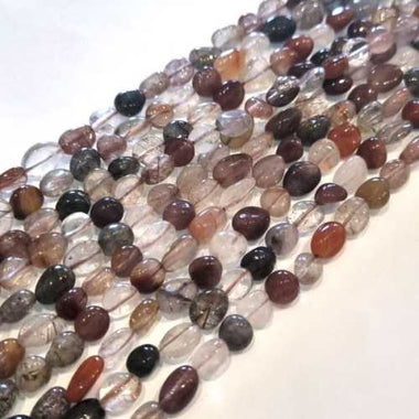 Authentic Fortune Quartz Potato Tumble Nugget Gemstones Bead 6-8mm -15.5" Strand