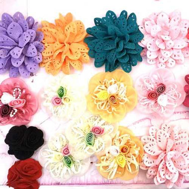 Handmade Large Flowers Mix Colours 8-10cm 6pcs