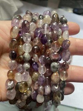 Authentic Purple Phantom Tumbled Nugget Gemstones Beads 7-8mm - 15.5" Strand