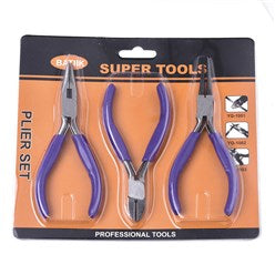 Steel Jewelry Plier Sets, Including Wire Round Nose Plier, Cutter Plier and Side Cutting Plier