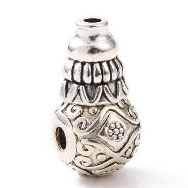 Tibetan Style Alloy 3 Hole Guru Beads, T-Drilled Beads, Gourd, Antique Silver, 8x7mm, Hole: 5mm and 1.8mm - 4 set