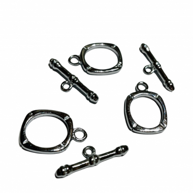 Toggle Clasp - White Gold Plated Rounded Square 5pcs
