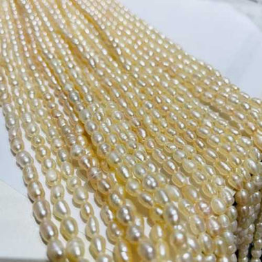Natural Freshwater Pearls Rice Beads 5mm -15"inches Strand white Ivory