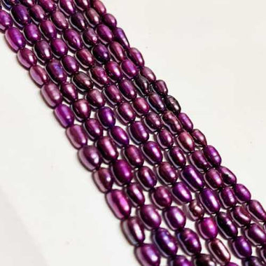 Natural Freshwater Pearls Rice Beads 6mm -15"inches Strand Fuchsia