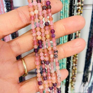 Super 7 (Melody Stone) Crystal Gemstone Round Faceted Beads 4mm- 15inches