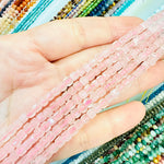 Rose Quartz Faceted Cube Crystal Gemstone 4mm 15.5 inches strand